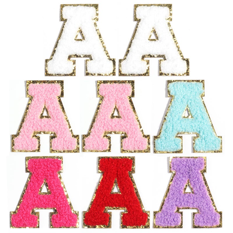 8 Pcs Self Adhesive Chenille Letter Patches 216 inch Glitter Varsity Preppy Letter Patches Stick for Clothes Jeans Hats Laptop Phone Case Fridge Repairing and DIY Decorating AccessoriesMixed Color A