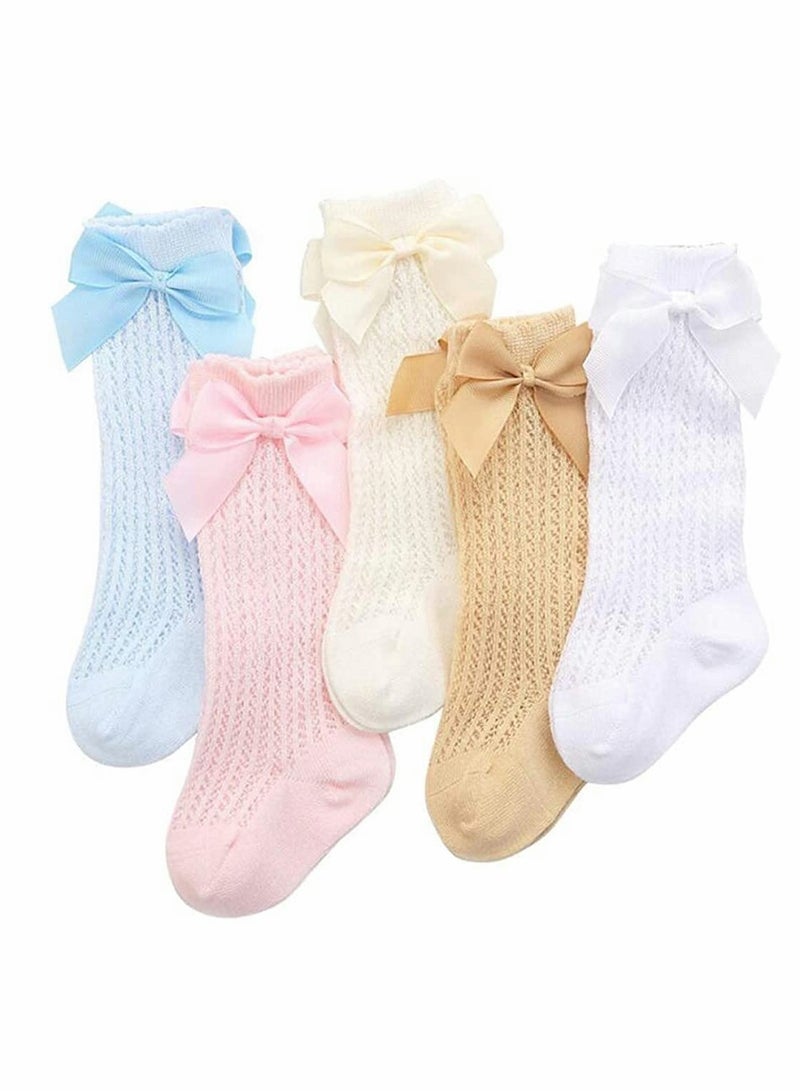 Excefore Baby Girls Knee High Mesh Socks Breathable Infants Toddlers Bowknot Dress M  - Image 1