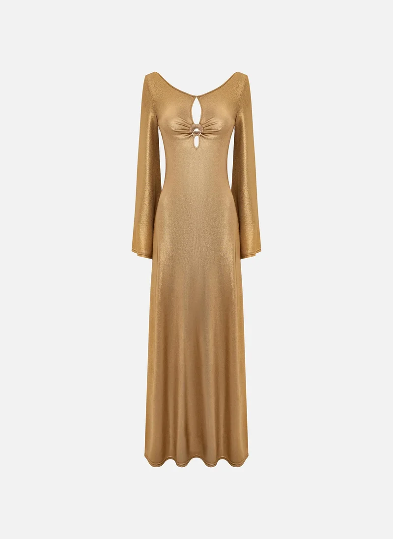 ليتشي فستان ماكسي من الجيرسي المعدني