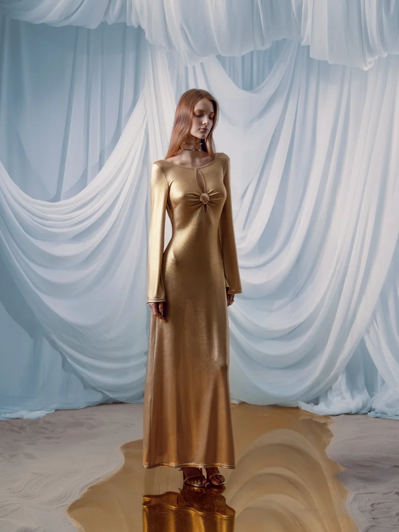 Lichi  Metallised jersey maxi dress for Women | Best Price UAE