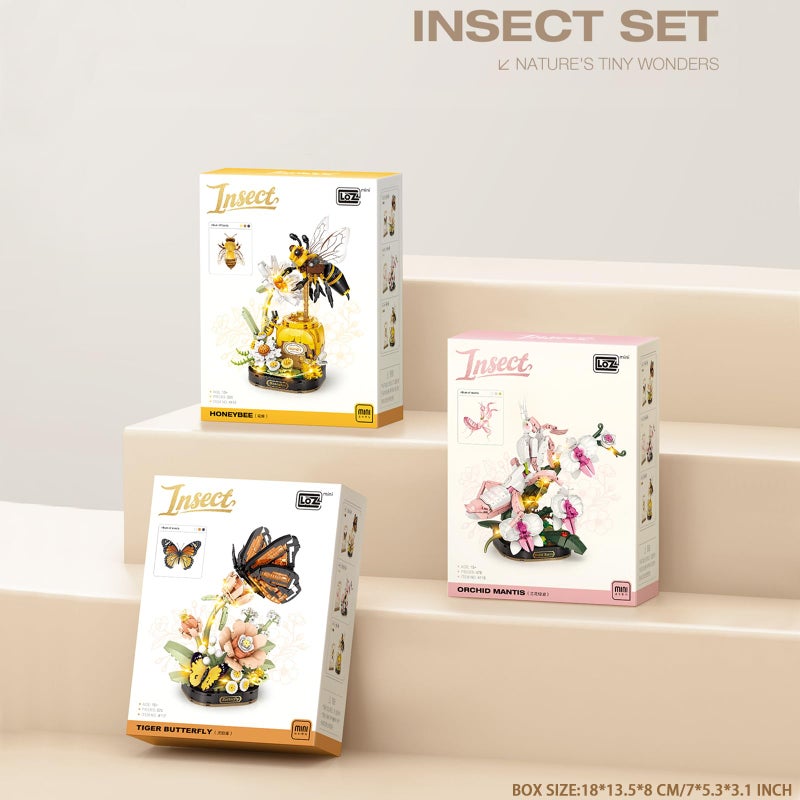 MEIEST Insect Flower Building Blocks Set,Colorful Construction Building Bricks Toy with a Science Popularization Card,Creative Home Decoration (Orchid Mantis) - Image 4