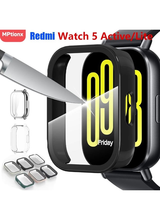 Generic - PC Case + Screen Protector For Xiaomi Redmi Watch 5 Active/Redmi Watch 5 Lite All-around Anti-scratch Frame Screen Protective Shell (Black) - Image 1