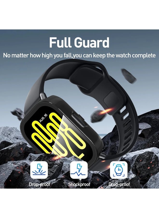 Generic - PC Case + Screen Protector For Xiaomi Redmi Watch 5 Active/Redmi Watch 5 Lite All-around Anti-scratch Frame Screen Protective Shell (Black) - Image 1