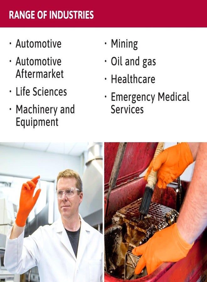 Ansell قفازات نيتريل قابلة للتصرف Ansell MICROFLEX Blaze N48 بسماكة 7 مل مع كفة ممتدة للاستخدام في السيارات، النفط، التعدين - XL، برتقالي (علبة من 100)  - Image 3