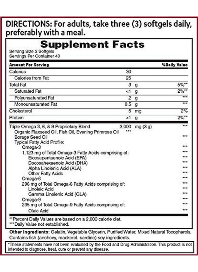 VITAMIN WORLD Triple Omega 369 Fish Flax And Borage Oils Active Epa Dha Heart Health Cardio Support Fatty Acids Rapidrelease Nongmo Gluten Free  - Image 3