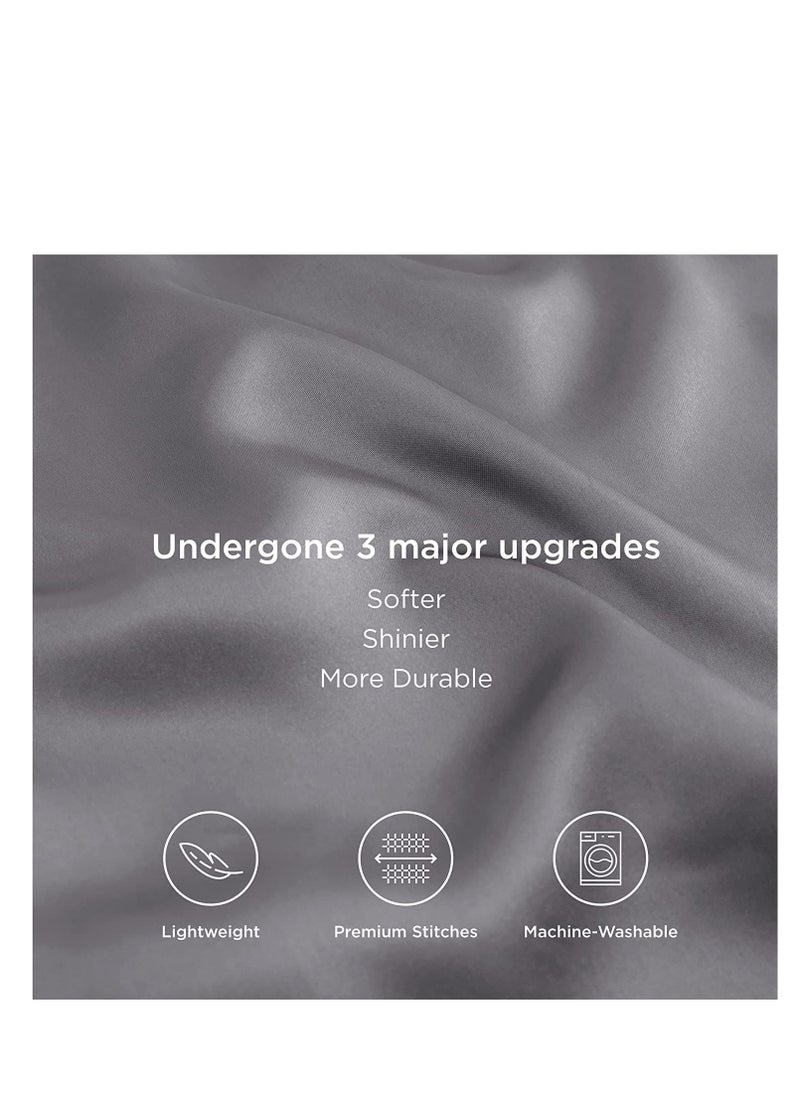 MahMir - MahMir® Silk Satin Pillowcase for Hair and Skin Queen - Dark Grey Silk Pillowcase 2 Pack 76L x 51W CM (20x30 Inches) - Satin Pillow Cases Set of 2 with Envelope Closure (Dark Grey) - Image 1