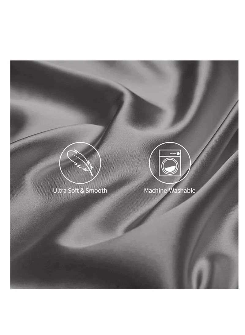 Mahmir Dark Grey MahMir® Silk Satin Pillowcase for Hair and Skin Queen - Dark Grey Silk Pillowcase 2 Pack 76L x 51W CM (20x30 Inches) - Satin Pillow Cases Set of 2 with Envelope Closure (Dark Grey)  | Best Price UAE