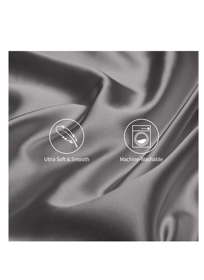 MahMir - MahMir® Silk Satin Pillowcase for Hair and Skin Queen - Dark Grey Silk Pillowcase 2 Pack 76L x 51W CM (20x30 Inches) - Satin Pillow Cases Set of 2 with Envelope Closure (Dark Grey) - Image 1