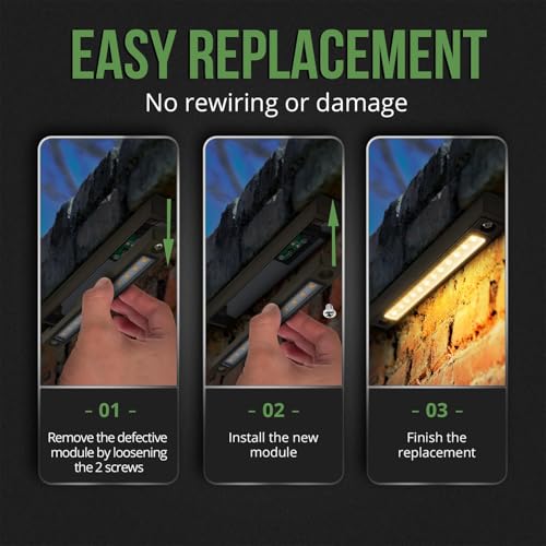 GKOLED 8-Pack Replaceable 6.8" LED Hardscape Lights, Low Voltage Retaining Wall Light, Paver Wall Hardscape Lighting, Outdoor Landscape Step Lights, 12VAC/DC 1.5W 2700K, Die-cast Aluminum Housing - Image 4