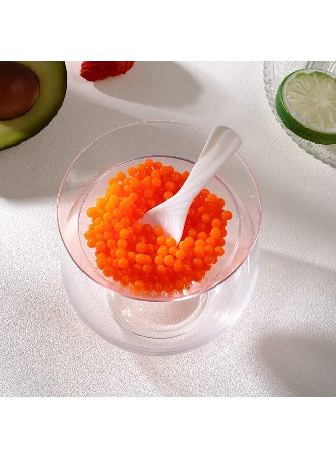 Glass Caviar Chiller Server Set and 2 Pieces Caviar Spoons Spoon Mother of Pearl Caviar Spoons Round Handle for Caviar, Egg, Ice Cream, Coffee, Restaurant Serving - Image 3