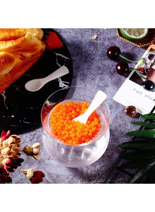 Glass Caviar Chiller Server Set and 2 Pieces Caviar Spoons Spoon Mother of Pearl Caviar Spoons Round Handle for Caviar, Egg, Ice Cream, Coffee, Restaurant Serving - Image 4