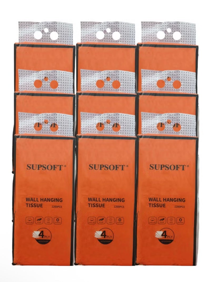 سوبسوفت علبة من 9 علب مناديل حائطية، 4 طبقات، تحتوي كل علبة على 1200 منديل - Image 2