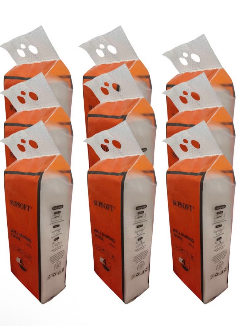 سوبسوفت علبة من 9 علب مناديل حائطية، 4 طبقات، تحتوي كل علبة على 1200 منديل - Image 1