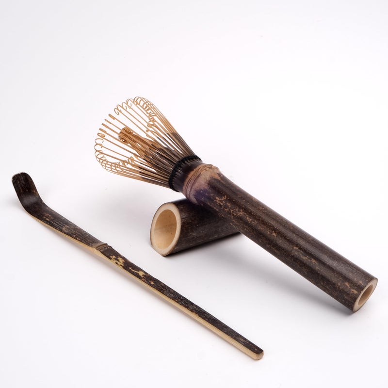 Joyscale Bamboo Matcha Whisk Set, Long Handled Chasen, Scoop(Chashaku), Bamboo Whisk for Matcha Tea, Matcha Chasen(Purple) For Tea Lover Gifts - Image 1