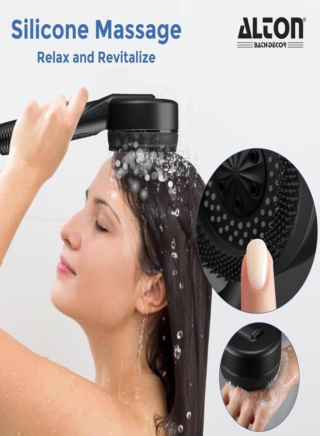 ALTON SHR22415, ABS, 4-Function Hand Shower with Removable Soft Silicone Brush and 1.5 Mtr Hose Pipe and Wall Hook, Black - Image 4