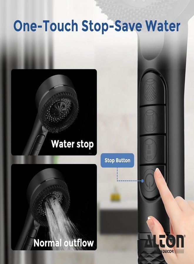 ALTON SHR22415, ABS, 4-Function Hand Shower with Removable Soft Silicone Brush and 1.5 Mtr Hose Pipe and Wall Hook, Black - Image 3