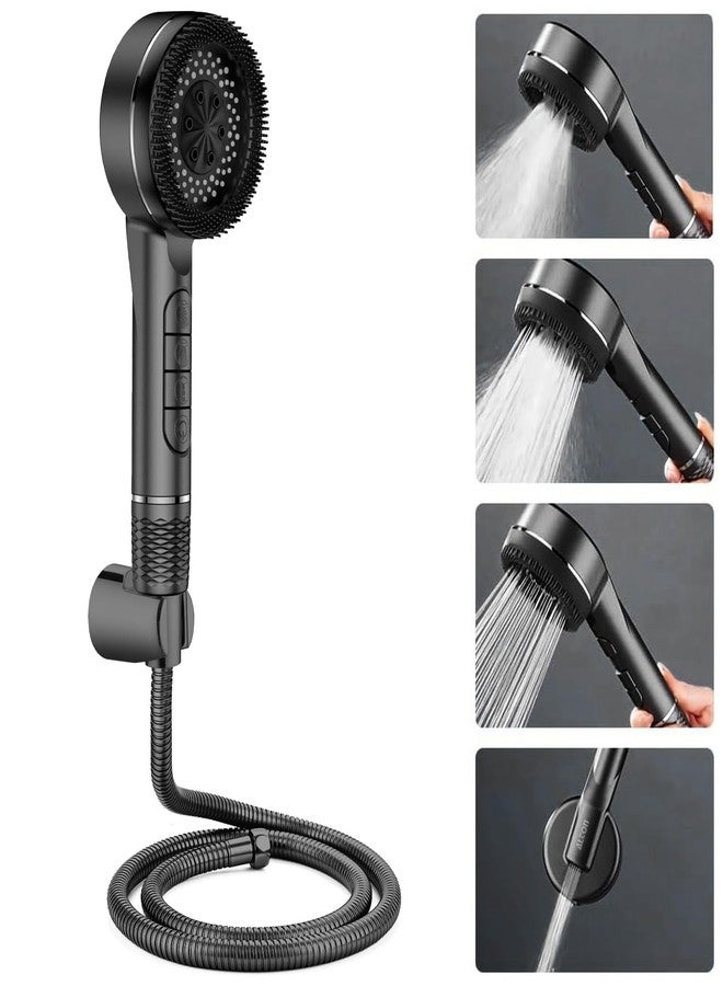 ALTON SHR22415, ABS, 4-Function Hand Shower with Removable Soft Silicone Brush and 1.5 Mtr Hose Pipe and Wall Hook, Black - Image 1