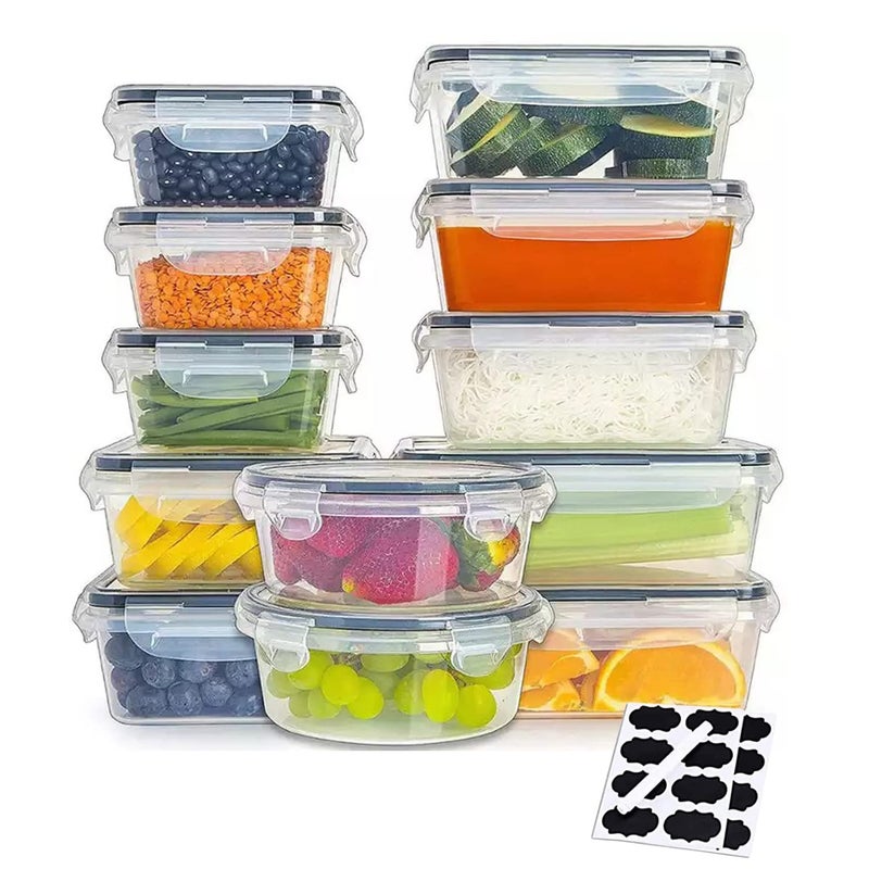 TYCOM Meal Prep Container Airtight Food Storage Container Set of 12 pcs Reusable Plastic Food Containers Stackable Kitchen Organizer Boxes Tupperware BPA Free  Microwave Freezer Dishwasher Safe