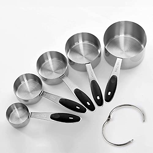 EDELIN Measuring Cups and Magnetic Measuring Spoons Set, Stainless Steel 5 Cups and 7 Spoons (Black) - Image 3