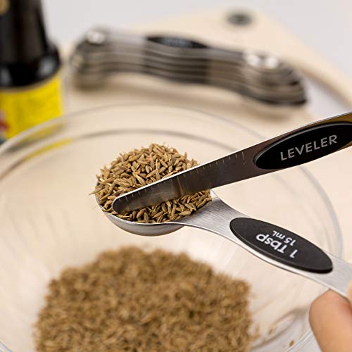 EDELIN Measuring Cups and Magnetic Measuring Spoons Set, Stainless Steel 5 Cups and 7 Spoons (Black) - Image 5