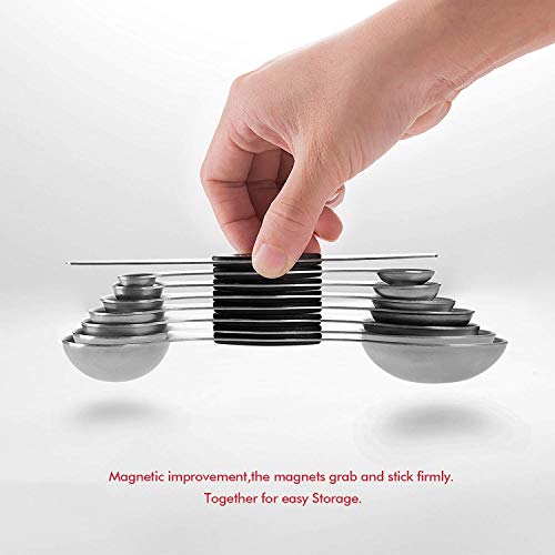 EDELIN Measuring Cups and Magnetic Measuring Spoons Set, Stainless Steel 5 Cups and 7 Spoons (Black) - Image 4