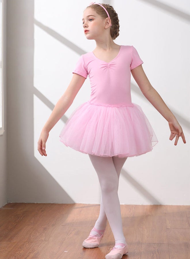DUNISO Girls Ballet Dresses Leotards with Skirt Dance Dress Short sleeve Ballerina Tutu Outfit Cotton Dress Ballet Skirt Mini Skirt Princess Dresses Dance Wear Clothes for Little Girl - Image 5