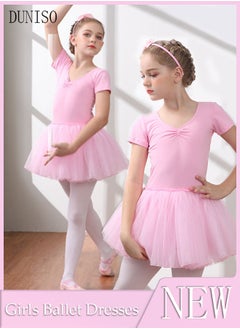 DUNISO Girls Ballet Dresses Leotards with Skirt Dance Dress Short sleeve Ballerina Tutu Outfit Cotton Dress Ballet Skirt Mini Skirt Princess Dresses Dance Wear Clothes for Little Girl  - Image 1
