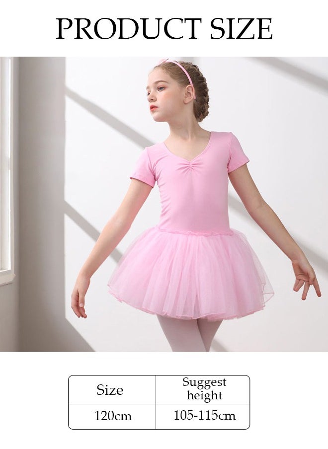 DUNISO Girls Ballet Dresses Leotards with Skirt Dance Dress Short sleeve Ballerina Tutu Outfit Cotton Dress Ballet Skirt Mini Skirt Princess Dresses Dance Wear Clothes for Little Girl  - Image 4