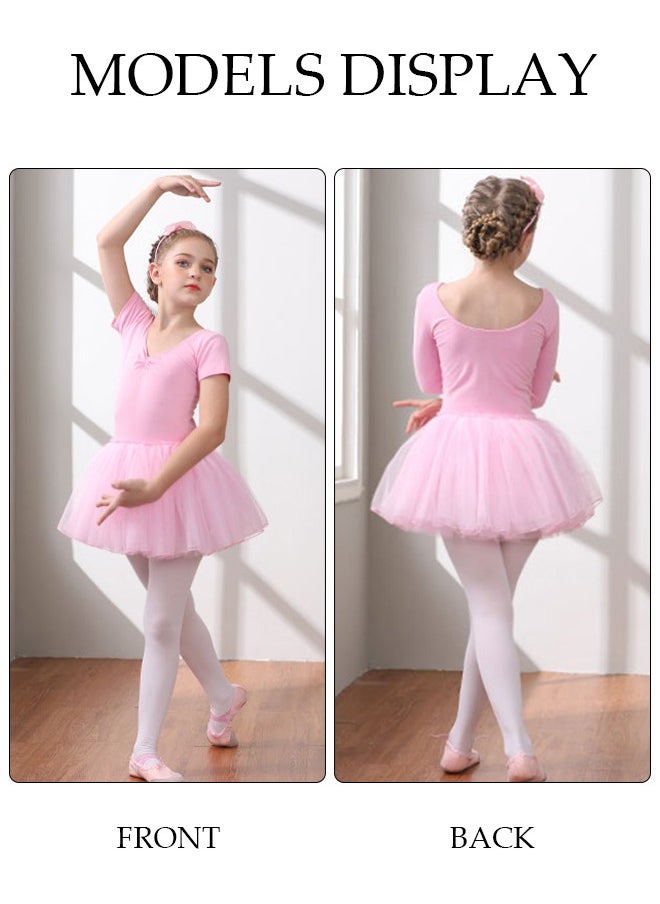 DUNISO Girls Ballet Dresses Leotards with Skirt Dance Dress Short sleeve Ballerina Tutu Outfit Cotton Dress Ballet Skirt Mini Skirt Princess Dresses Dance Wear Clothes for Little Girl  - Image 2