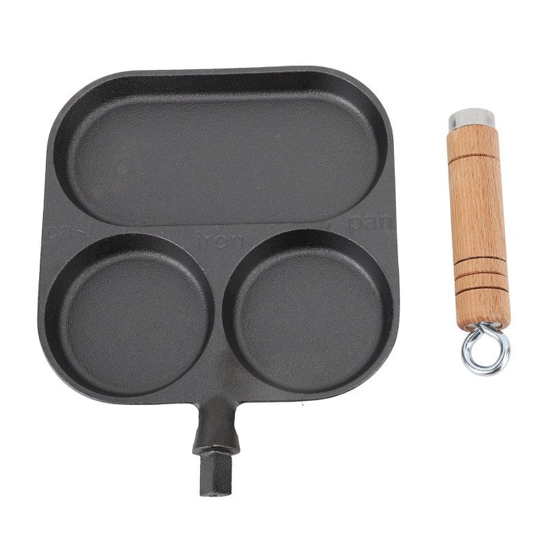 Divided Frying Pan: 3 Section Cast Iron Non Coating Surface - Enhanced Durability Breakfast Pan for Home Cooking Kitchen Essential - Image 1