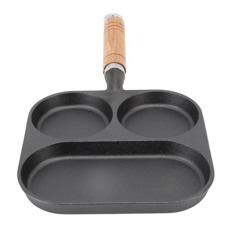 Divided Frying Pan: 3 Section Cast Iron Non Coating Surface - Enhanced Durability Breakfast Pan for Home Cooking Kitchen Essential - Image 5