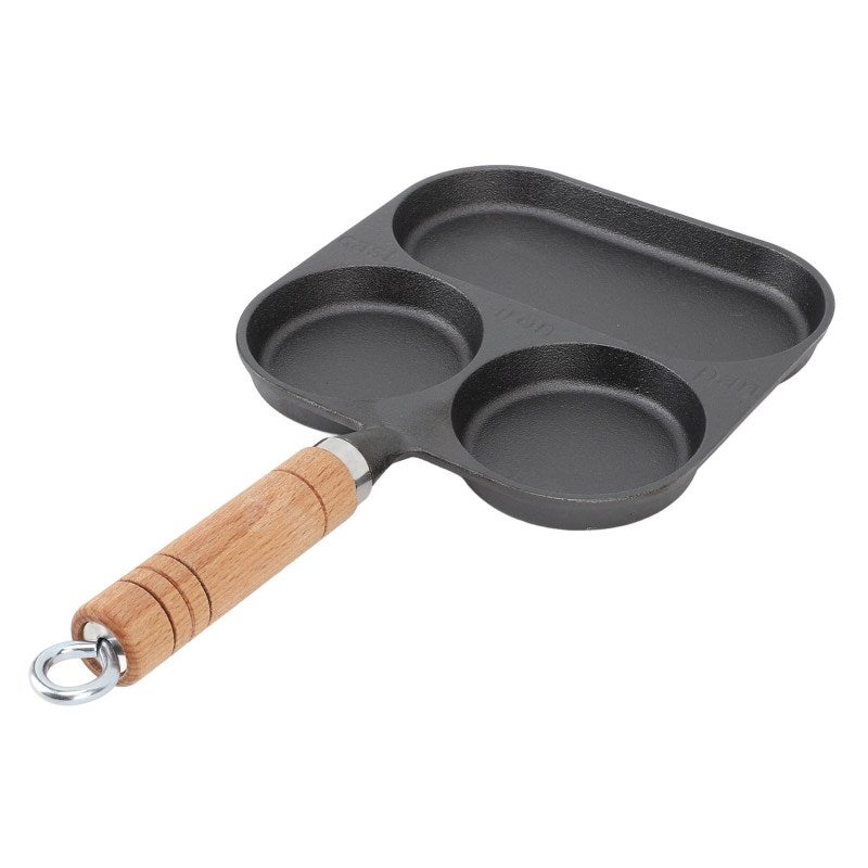 Divided Frying Pan: 3 Section Cast Iron Non Coating Surface - Enhanced Durability Breakfast Pan for Home Cooking Kitchen Essential - Image 3