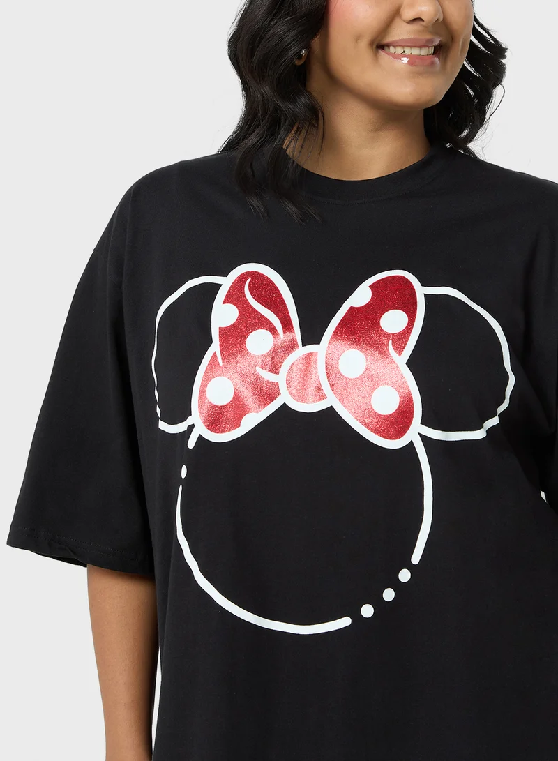 ديزني Minnie Plus Size Oversize Graphic T-Shirt