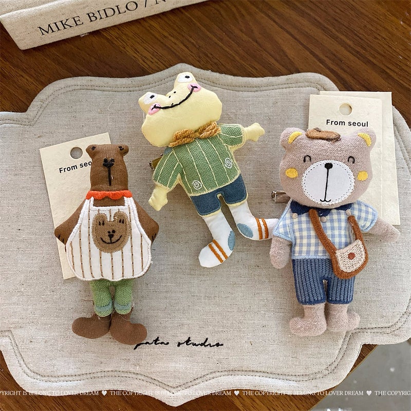 Korean Style Cute Cartoon Bear & Frog Hair Clips and Ties Set for Kids - Image 3
