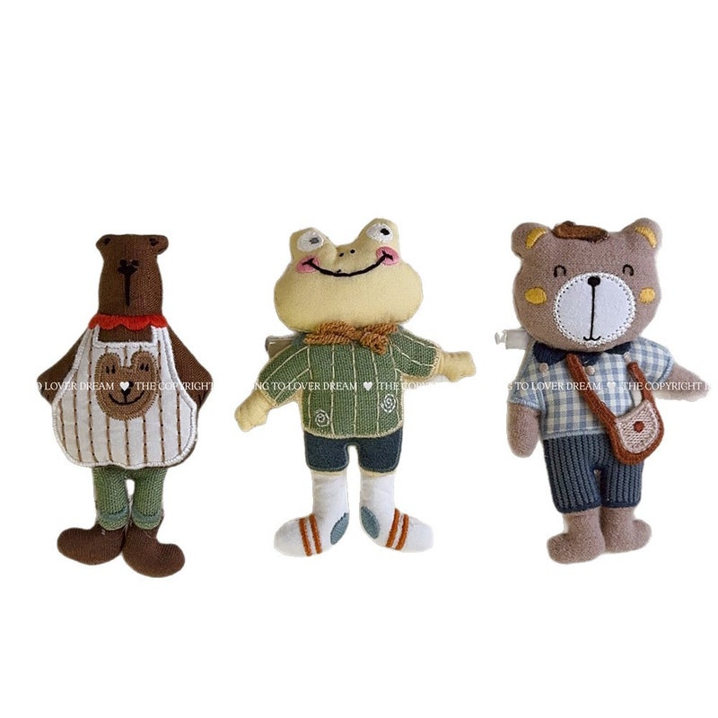 Korean Style Cute Cartoon Bear & Frog Hair Clips and Ties Set for Kids - Image 1
