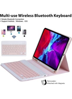 روك بو حافظة لوحة مفاتيح لجهاز iPad 10.2 الجيل التاسع 2021/ الجيل الثامن 2020/ الجيل السابع 2019/ iPad Air 3/ iPad Pro 10.5 بوصة مع لوحة مفاتيح لاسلكية قابلة للفصل مغناطيسيًا وحامل لجهاز iPad 9th/8th/7th مقاس 10.2 بوصة مع وضع السكون/التنشيط التلقائي  - Image 3