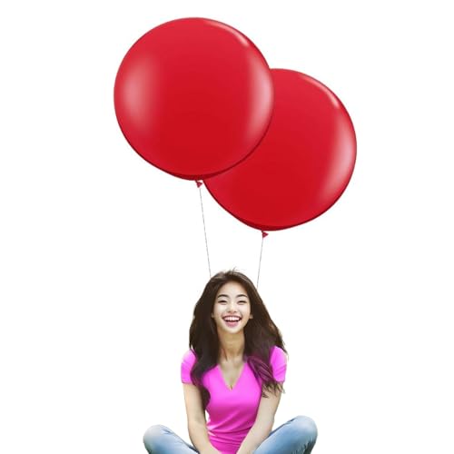 IN-JOOYAA 24 Inch Latex Round Balloons 10 Pack Red Thick Big Balloons for Photo Shoot Wedding Baby Shower Birthday Party Decorations by INJOOYAA - Image 1