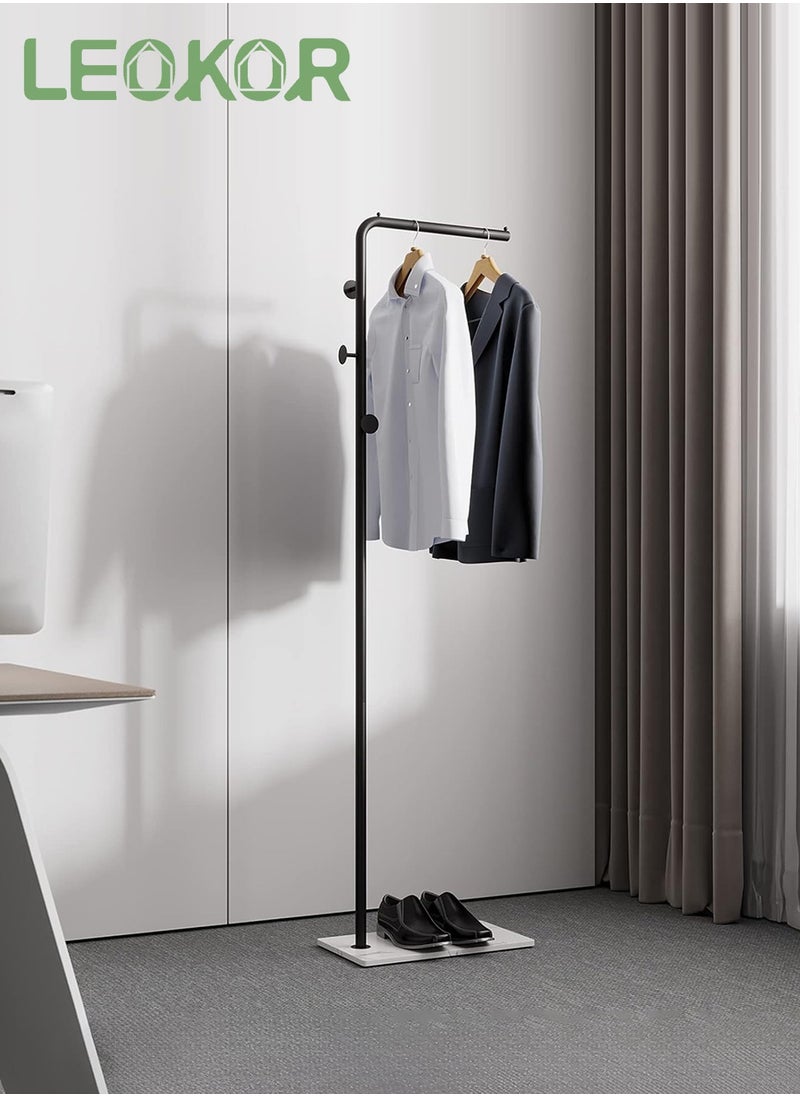 LEOKOR Coat Racks with White Heavy Base, Stable Coat Rack Stand with Hooks, Modern Metal Coat Hanger for Entryway, Coats Racks Freestanding for Jackets Coats Hats Clothes  - Image 1