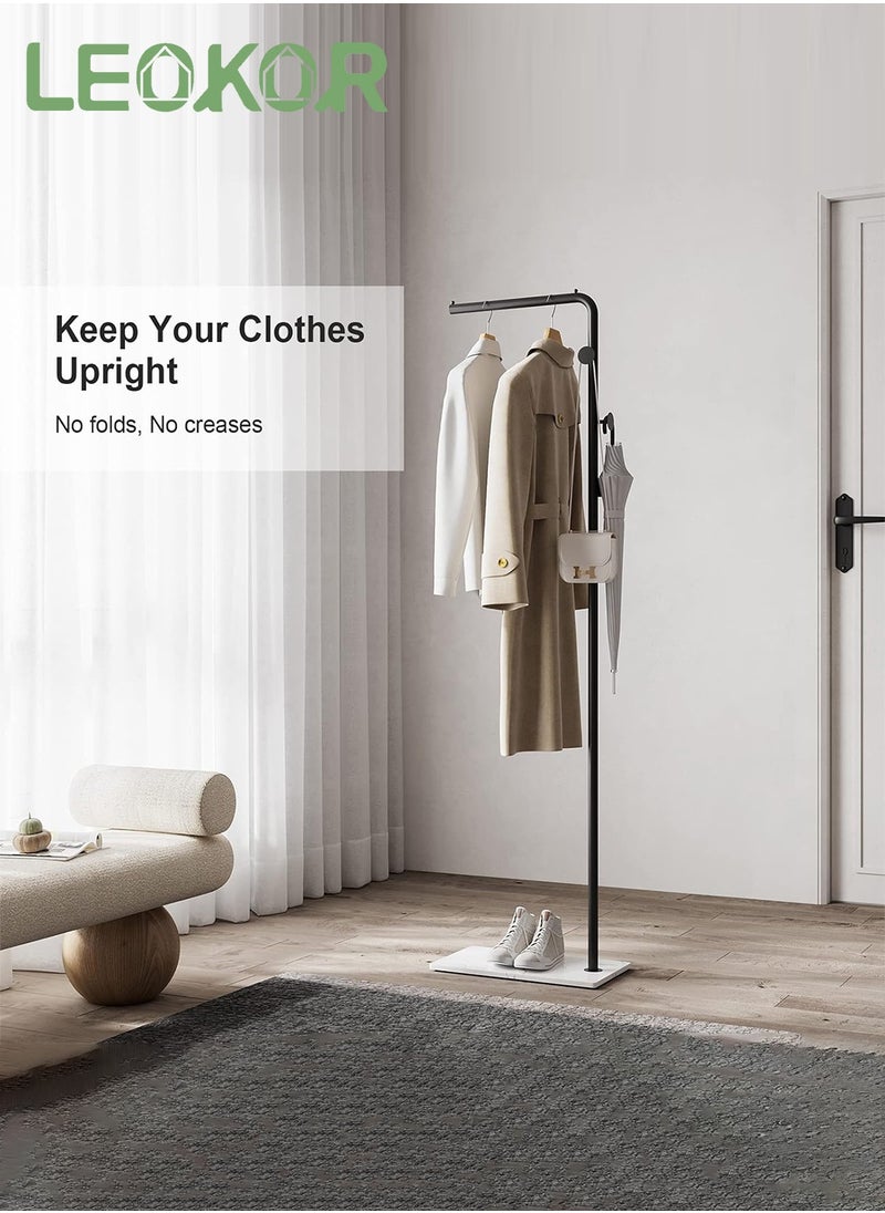 LEOKOR Coat Racks with White Heavy Base, Stable Coat Rack Stand with Hooks, Modern Metal Coat Hanger for Entryway, Coats Racks Freestanding for Jackets Coats Hats Clothes  - Image 2