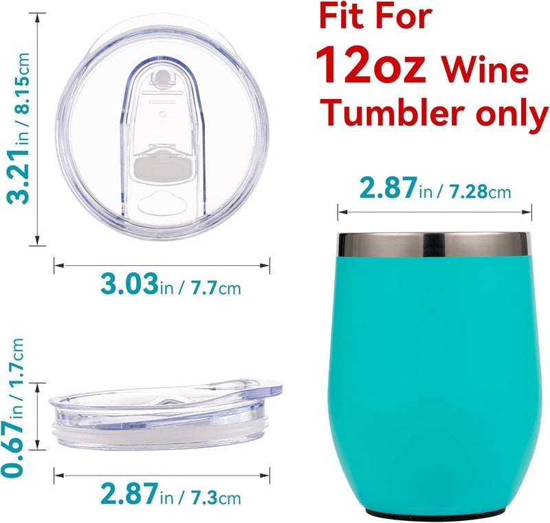 Soledea Wine Tumbler Lids, 12 oz Spill Proof 2.9 inch Diameter Lids for Wine Mugs Only - Image 3
