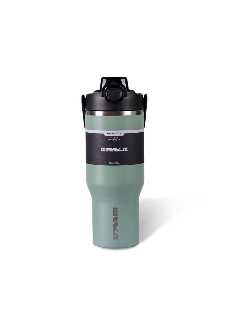 RIIZZLR® 1000ml Insulated Water Bottle Tumbler with 2-in-1 Straw & Sip Lid – Stainless Steel Vacuum Flask, Double Wall, BPA-Free, Leakproof, Wide Mouth, Keeps Drinks Hot 12H / Cold 24H - Image 2