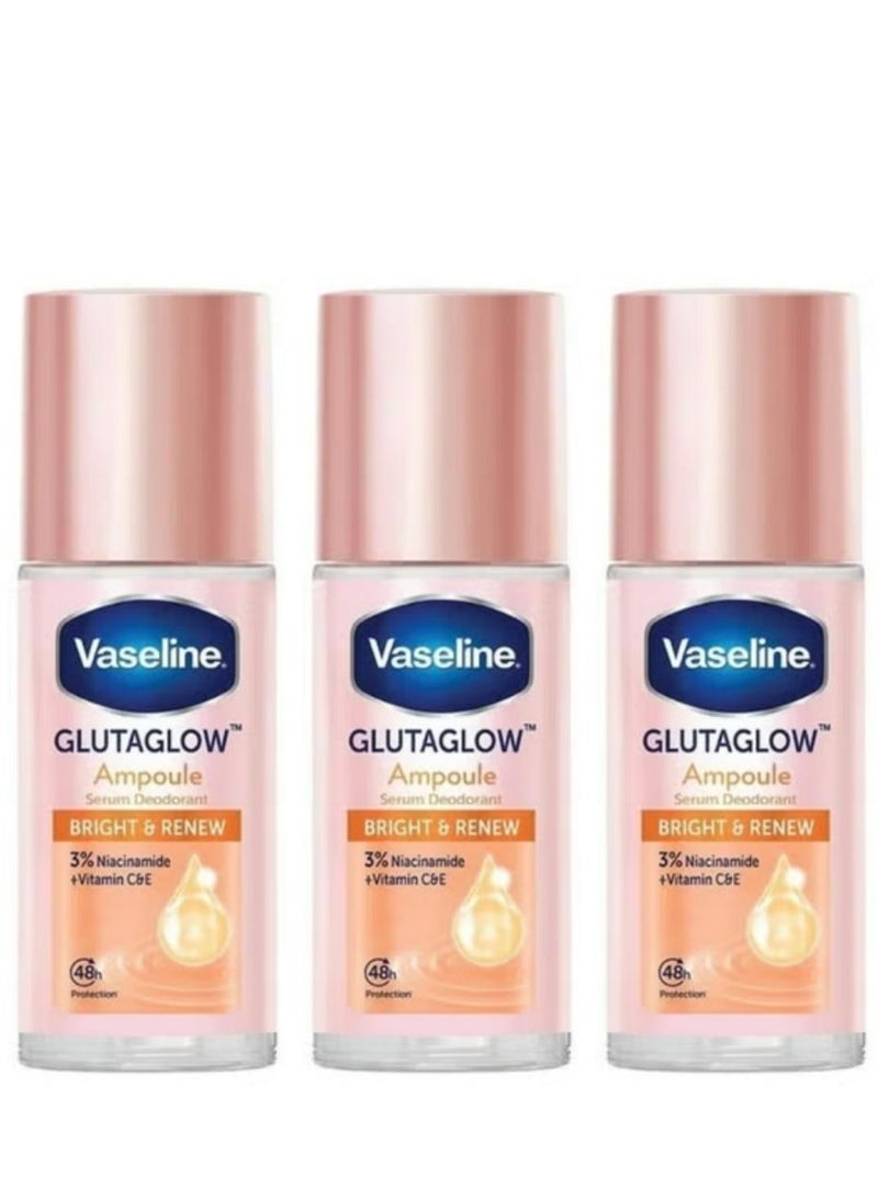 Vaseline Glutaglow Bright And Renew Ampoule Serum Deodorant 45 ML 3 Pcs