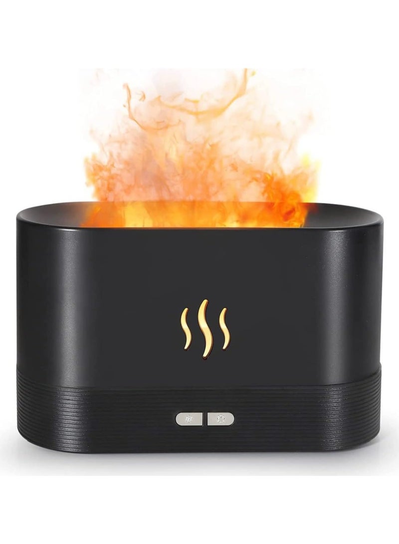 general Humidifier Flame Aroma Diffuser Aromatherapy Light Mist Atomizer Auto Off Protection for Spa Home Yoga Office 180ml Black, No - Image 1