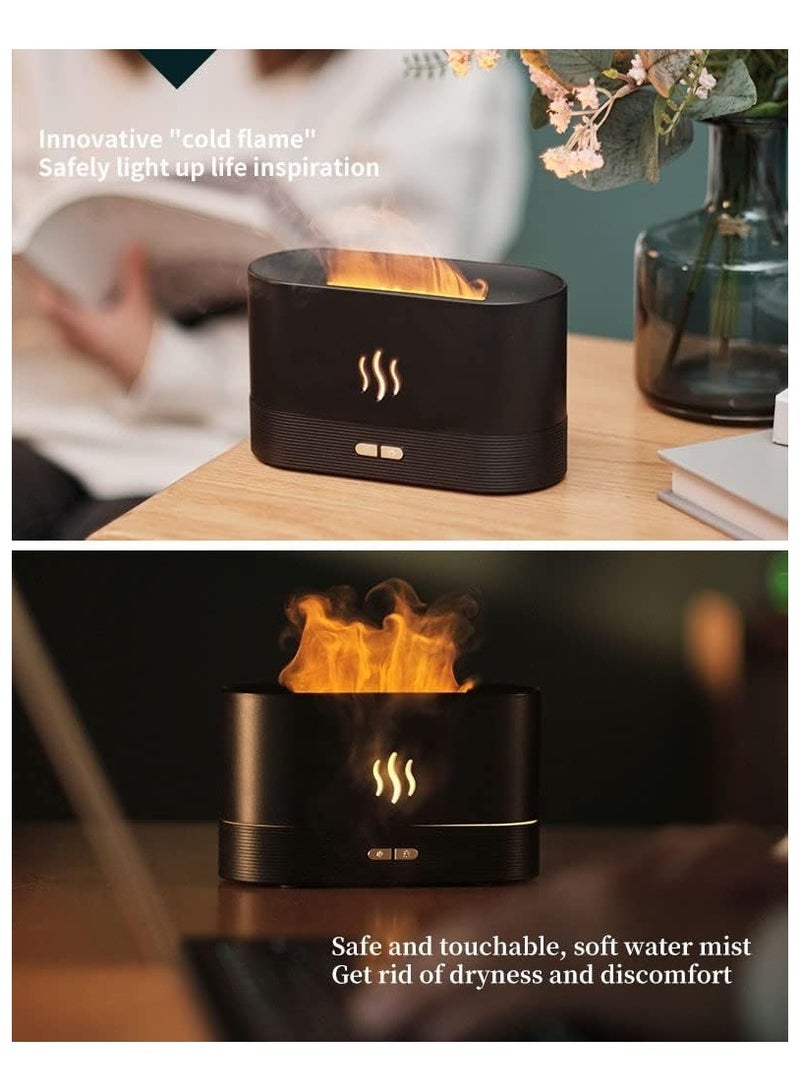 general Humidifier Flame Aroma Diffuser Aromatherapy Light Mist Atomizer Auto Off Protection for Spa Home Yoga Office 180ml Black, No - Image 2