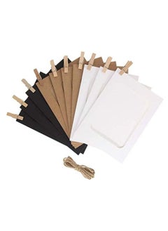 Rubik Cardboard Photo Frame 3x4in 10pcs Mixed Colors Wall Hanging Paper Photo Frames With Wood Clips Rope (Pack of 10pcs, 3x4inch)  - Image 1