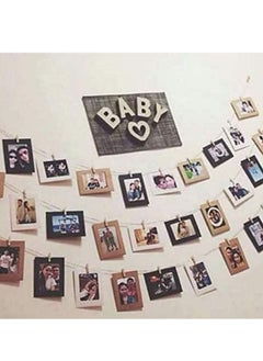 Rubik Cardboard Photo Frame 3x4in 10pcs Mixed Colors Wall Hanging Paper Photo Frames With Wood Clips Rope (Pack of 10pcs, 3x4inch)  - Image 2