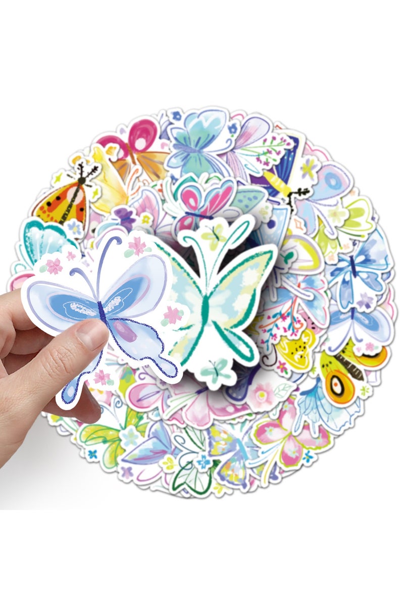 قوس قزح أورينبو 50 قطعة من ملصقات الفراشات الملونة للمراهقين والأولاد والبنات والأطفال من الفينيل ملصقات مقاومة للماء لأجهزة الكمبيوتر المحمول واللوحي وقوارير سجل القصاصات والزجاجات والهواتف والأمتعة والدفاتر ومجموعة ملصقات الحشرات - Image 2