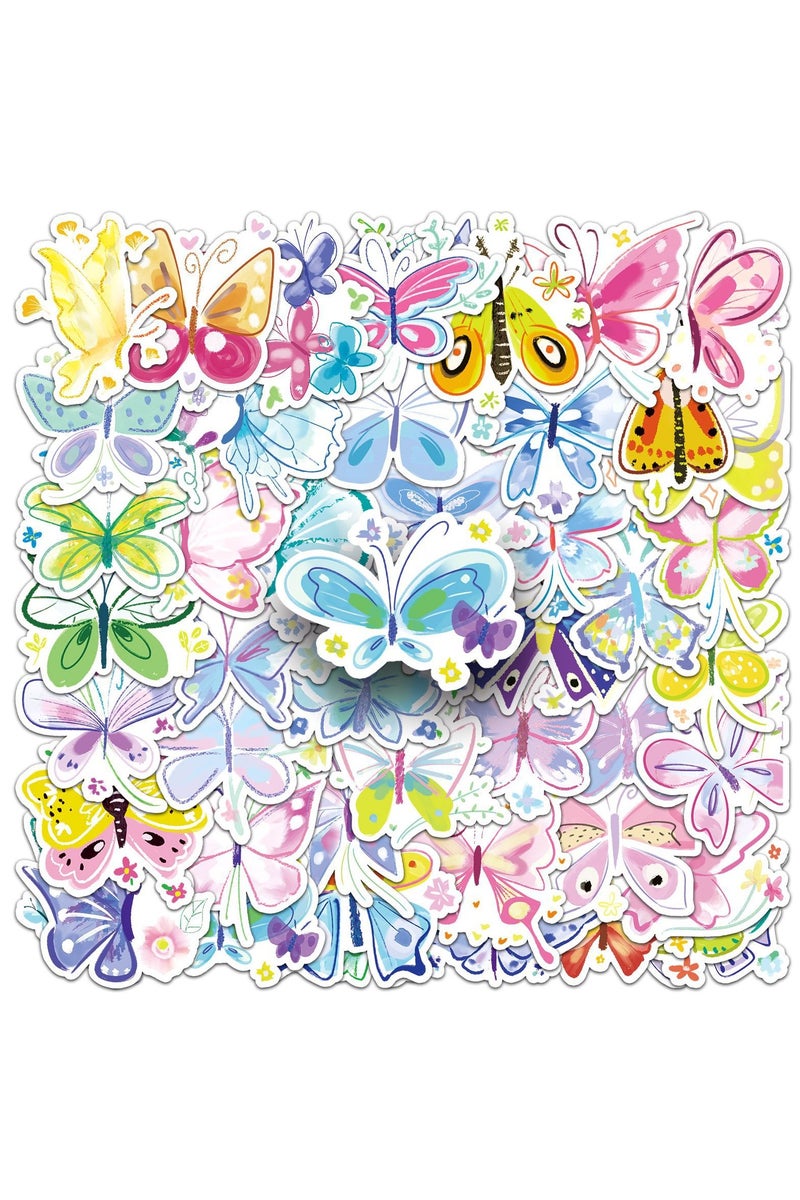 قوس قزح أورينبو 50 قطعة من ملصقات الفراشات الملونة للمراهقين والأولاد والبنات والأطفال من الفينيل ملصقات مقاومة للماء لأجهزة الكمبيوتر المحمول واللوحي وقوارير سجل القصاصات والزجاجات والهواتف والأمتعة والدفاتر ومجموعة ملصقات الحشرات - Image 1
