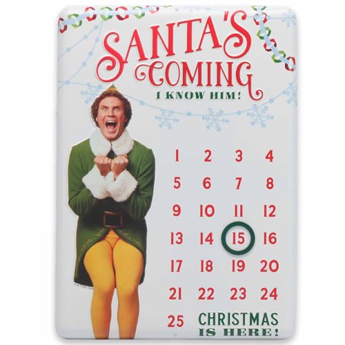 Open Road Brands Elf Movie Embossed Metal Christmas Countdown Calendar Fun Elf Christmas Calendar with Magnet for Home Decorating - Image 1