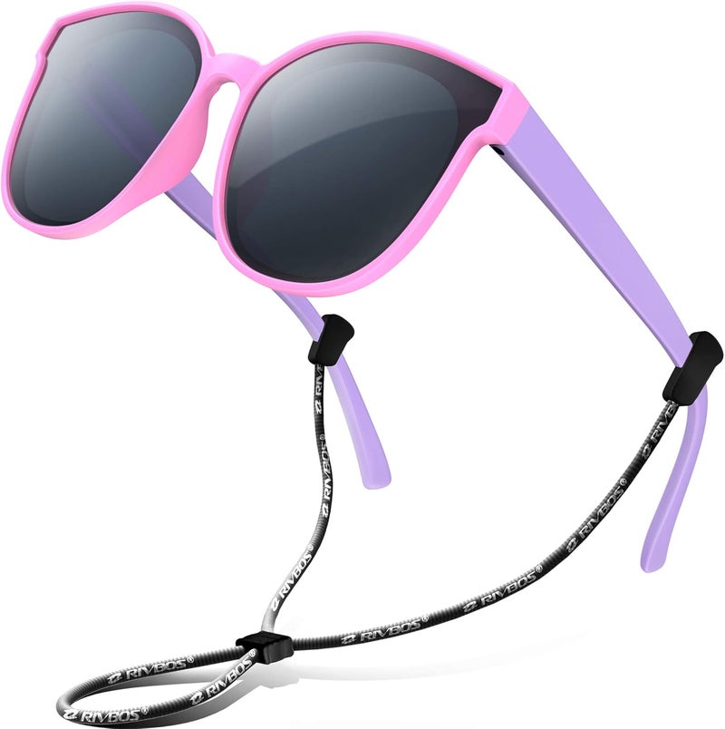 RIVBOS Kids (Age 3-8) Sunglasses for Girls Boys with Strap Polarized UV Protection Flexible Rubber Shades RBK002 - Image 1